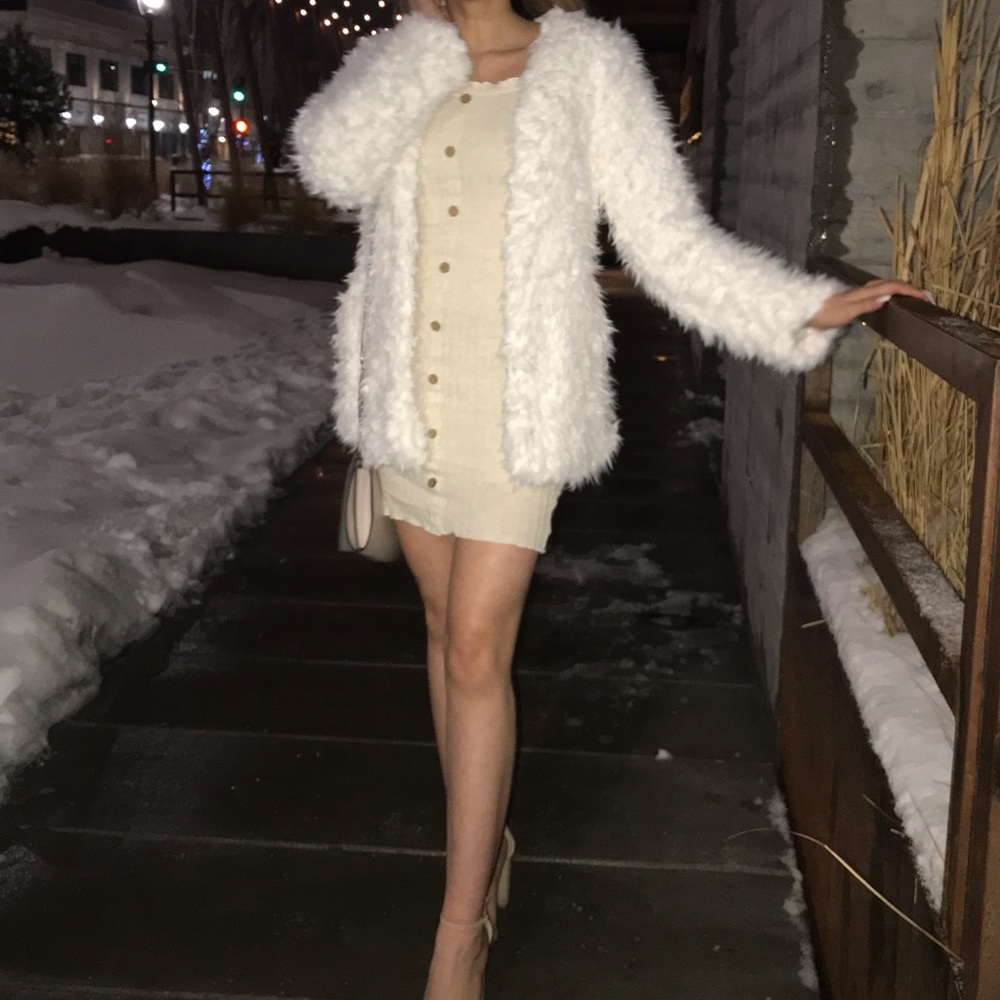 Fur coat & dress